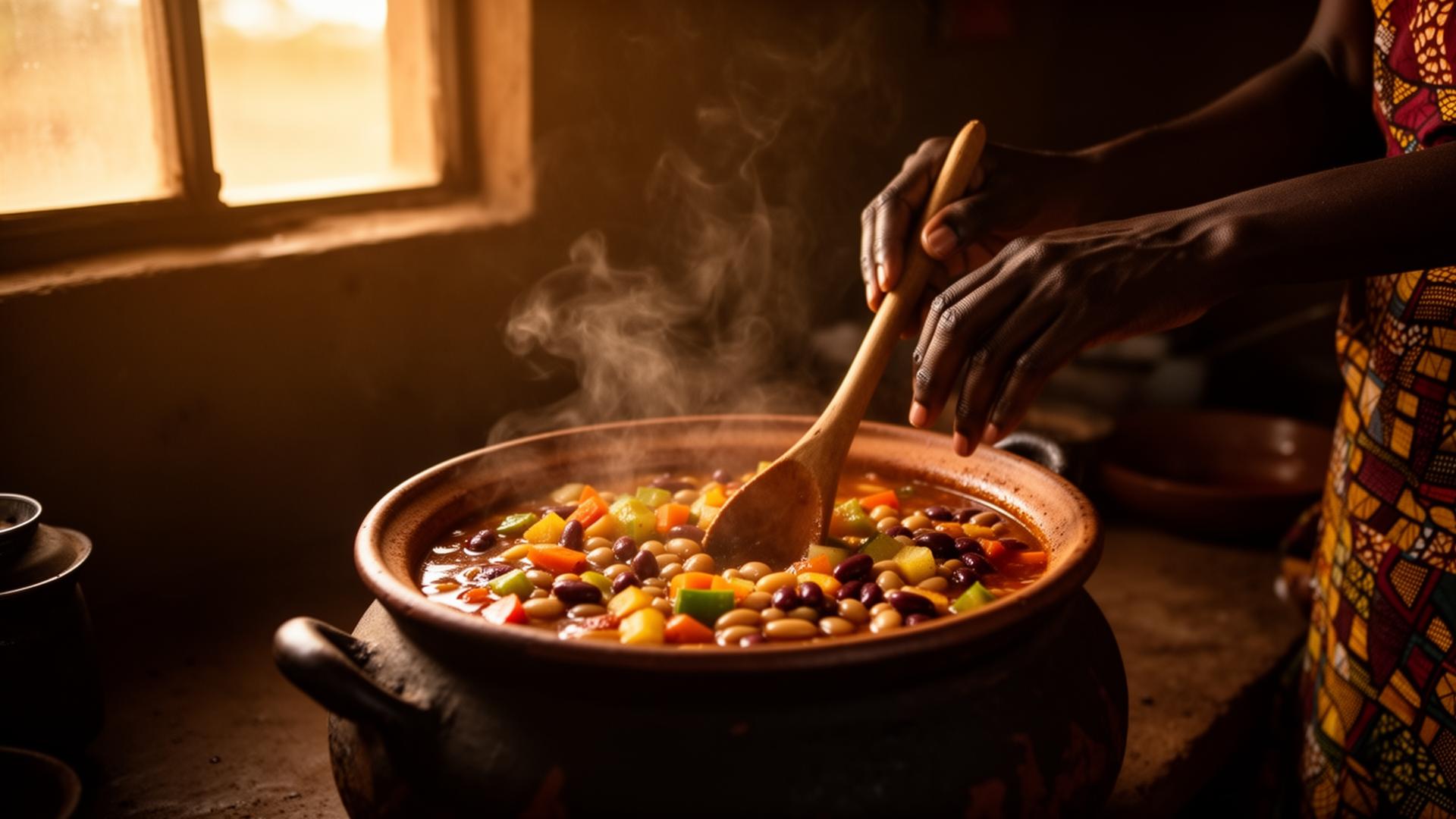 Stirring a traditional stew